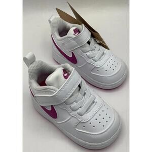 Nike Court Borough Low Toddler Shoes DV5458-121, White/Hot Fuchsia, Size 4c
